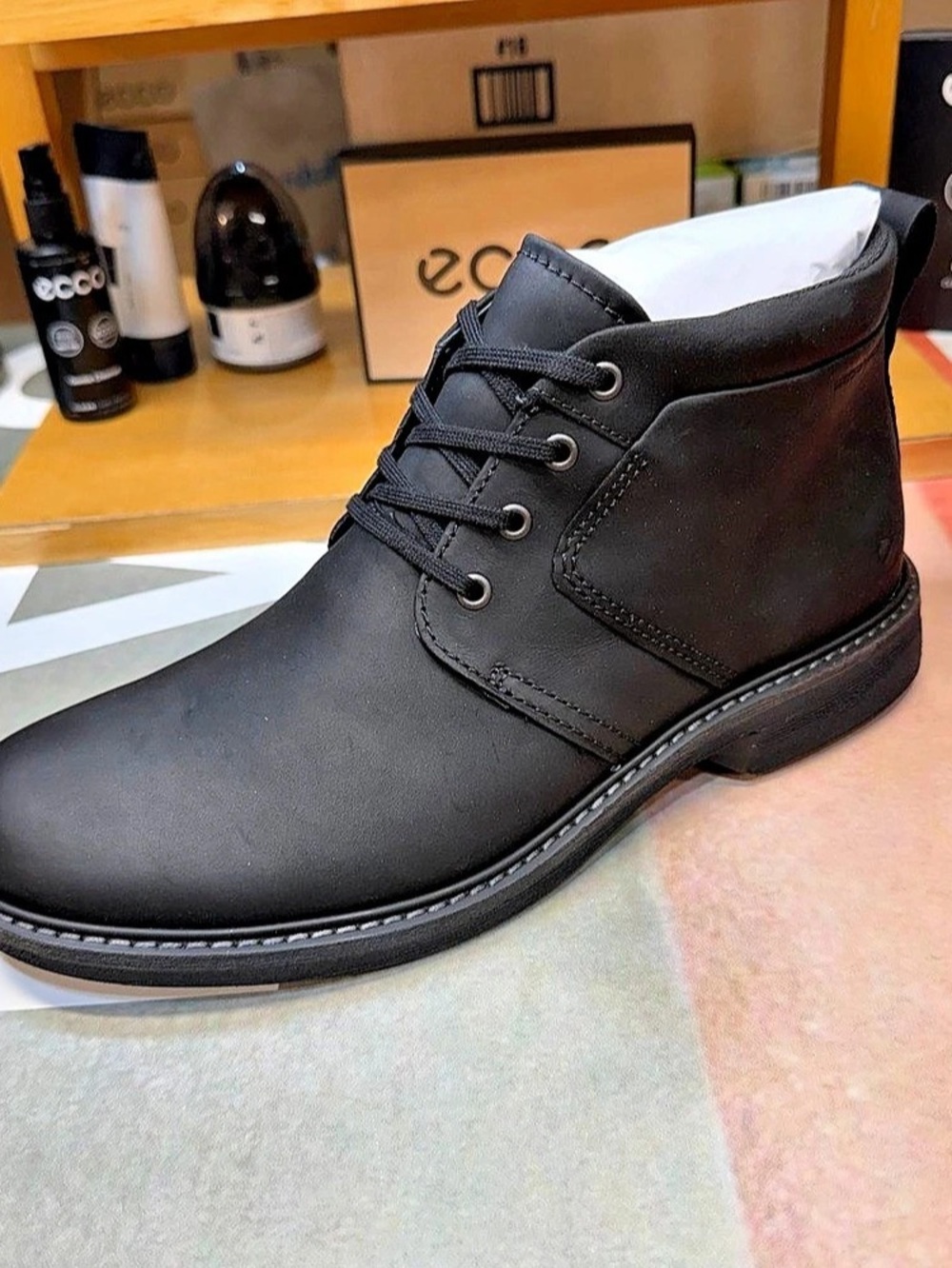 ECCO Turn Chukka Boot Men’s Leather Ankle Boots Black US 6-6.5/7-7.5
